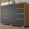 Cômoda para Quarto 8 Gavetas 147cm Georgia Moval Marrom/Freijó/Cinza