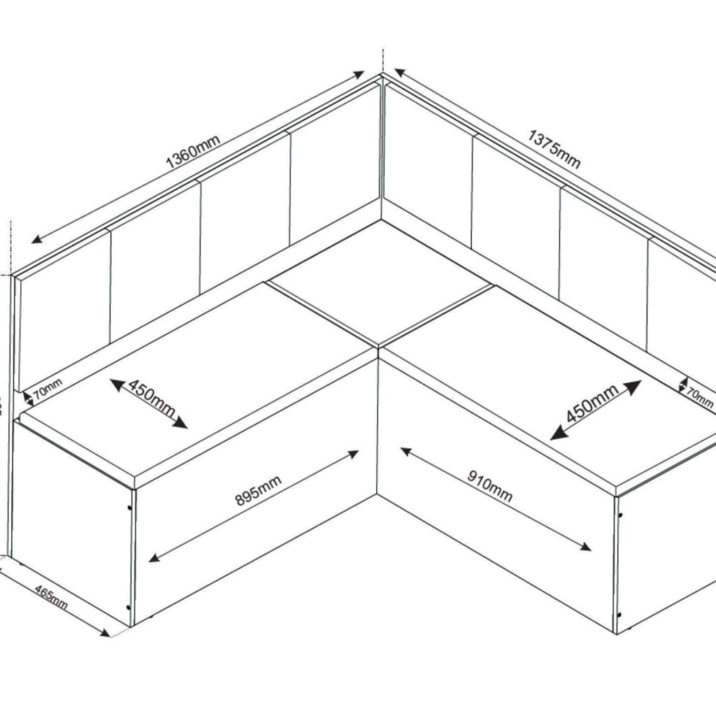 Conjunto Canto Alemão com Baú Mesa 120x77,5cm Tampo sem Vidro com 2 Cadeiras Milão Viero