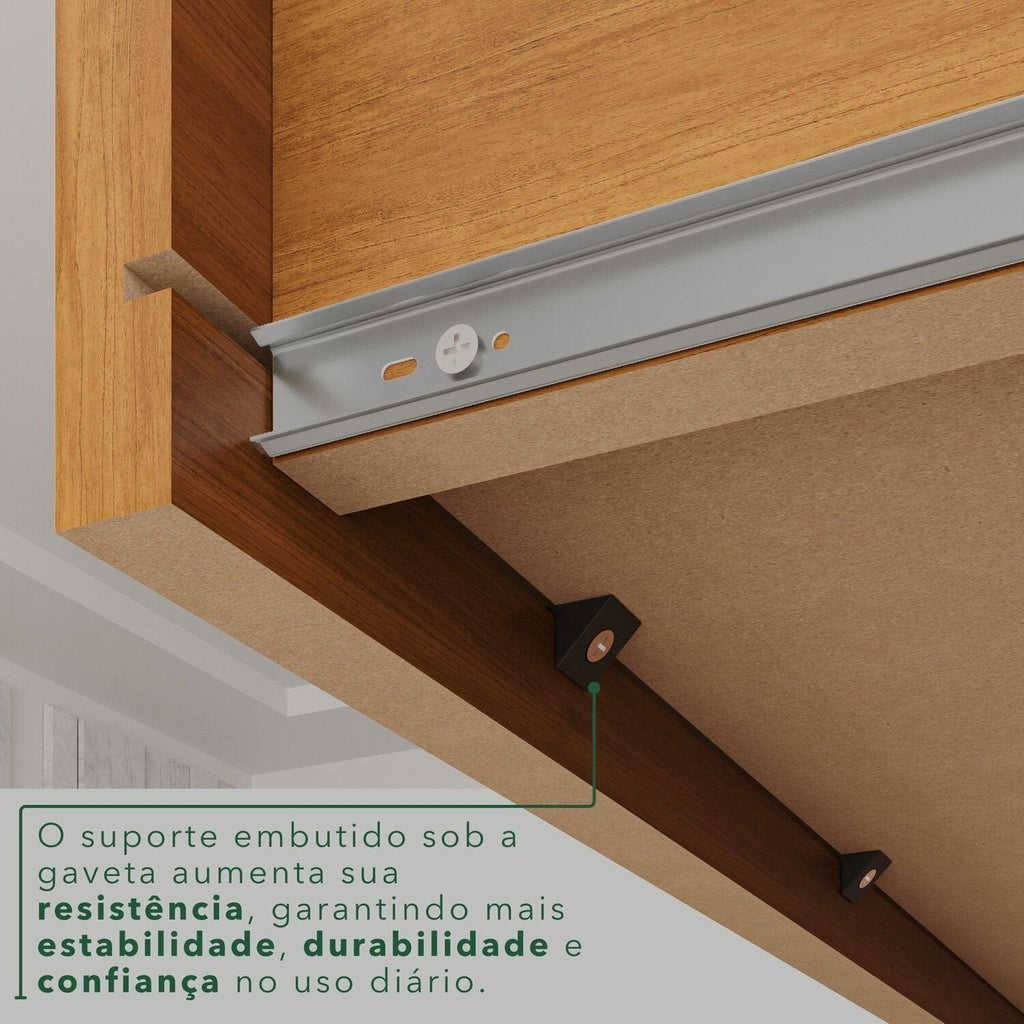 Guarda-Roupa Casal França 8 Portas 4 Gavetas Espresso Móveis Off White/Cinamomo