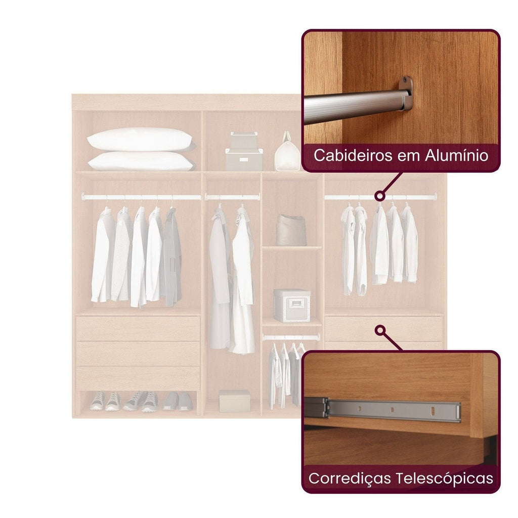 Guarda-Roupa Casal Coliseu 100% MDF 6 Portas e 6 Gavetas Moderna Mobília