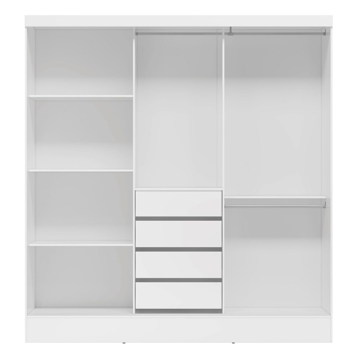 Guarda-Roupa Casal 3 Portas de Correr 4 Gavetas com Espelho Plata Demóbile MDP Branco