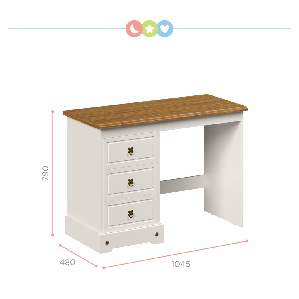 Quarto Infantil Completo Guarda-Roupa Mesa de Cabeceira Cabeceira Solteiro Escrivaninha Smile Serpil Baby Bege/Creme/Carvalho