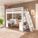 Cama Alta Beliche Office Solteiro Adulto com Escrivaninha Star Light Casatema Marrom/Freijó