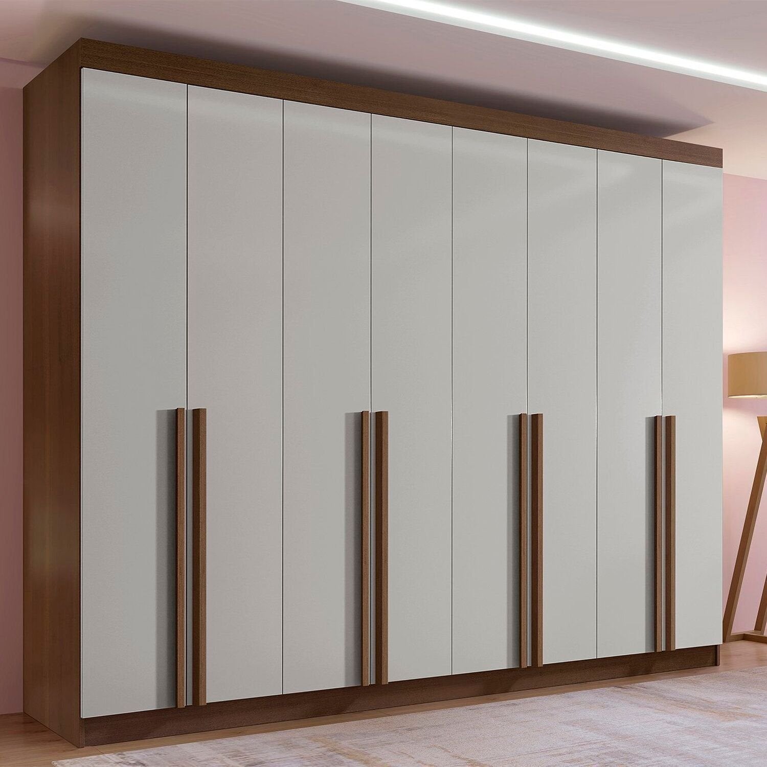 Guarda-Roupa Casal 8 Portas 8 Gavetas Império D Doro 100% MDF Cinamomo/Off White