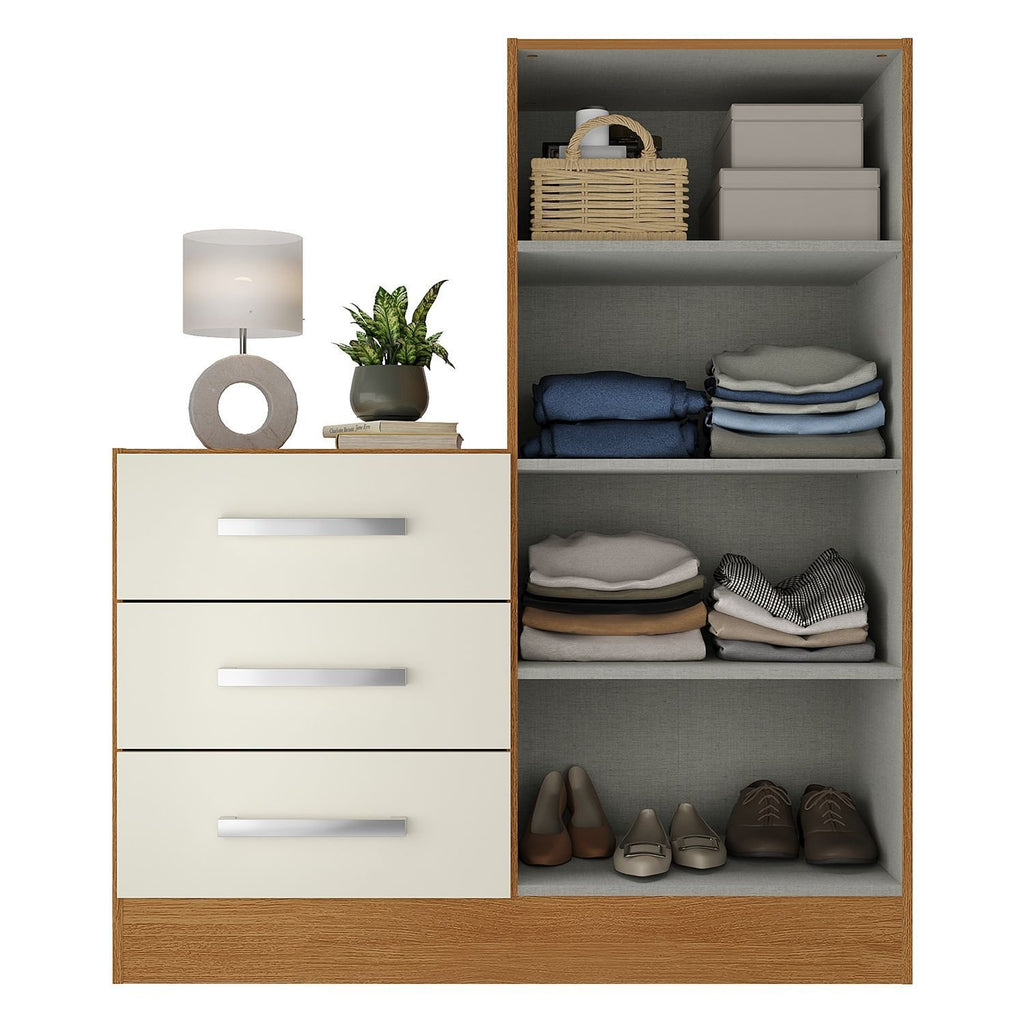 Cômoda para Quarto 3 Gavetas 2 Portas Dunas Nature e Off White Yescasa Branco