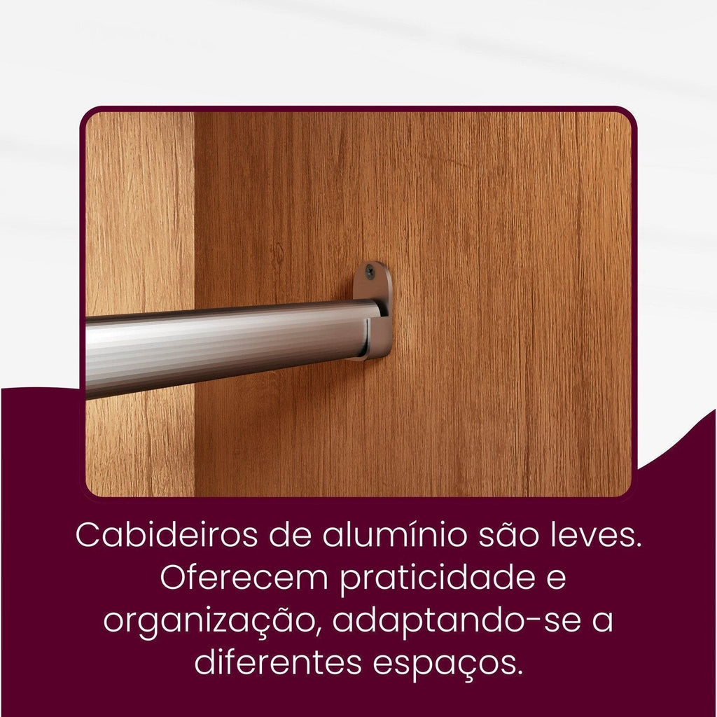 Guarda-Roupa Casal 100% MDF 3 Portas de Correr 4 Gavetas 6 Prateleiras com Espelho Chile Rufato Off White/Marrom