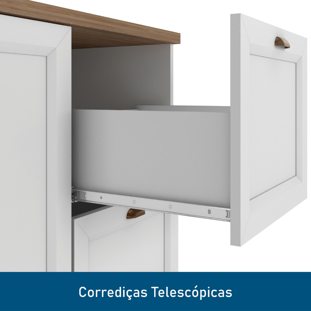 Balcão para Pia 2 Portas 2 Gavetas 120cm sem Tampo Unna Yescasa Branco