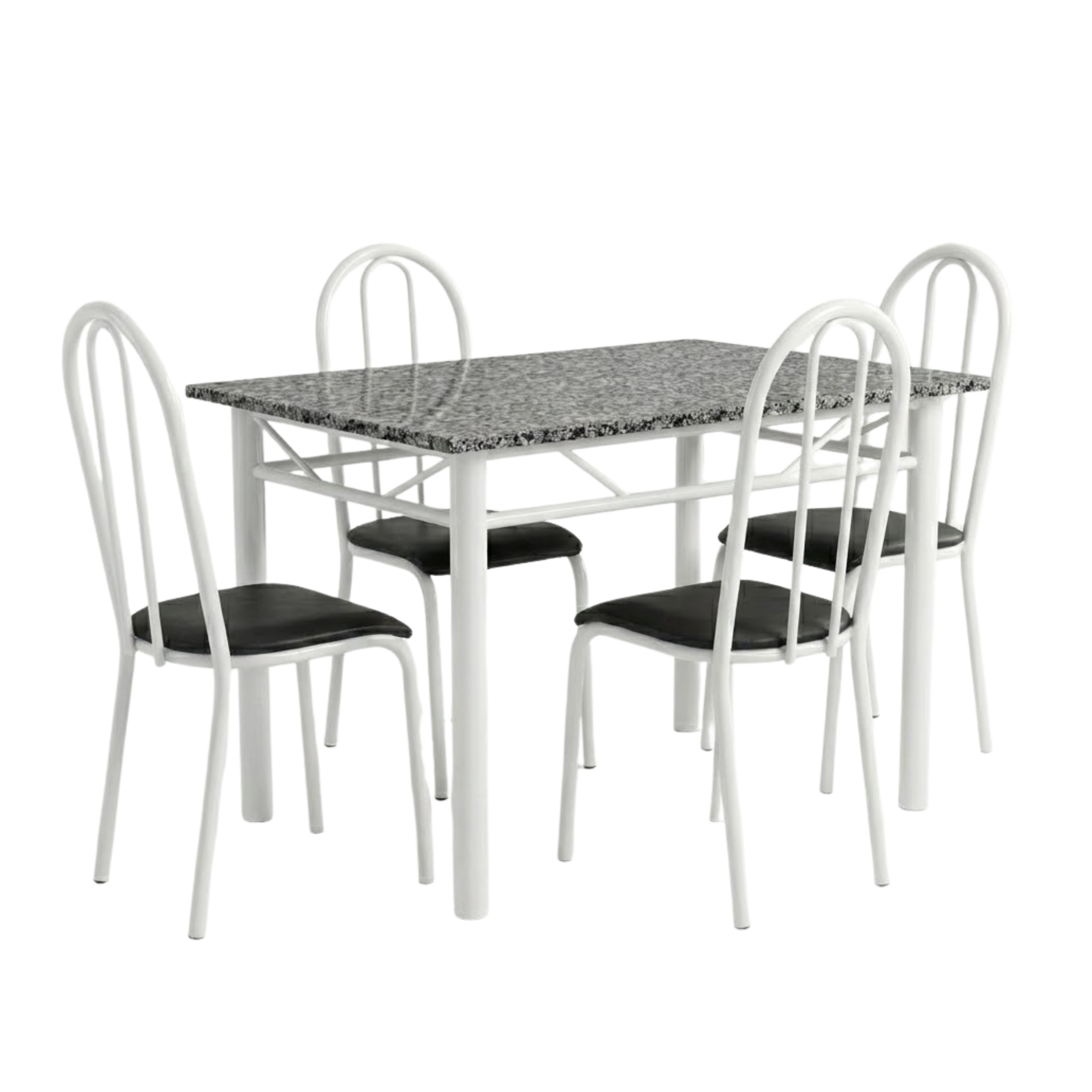 Conjunto Sala de Jantar Mesa Retangular Tampo Granito com 4 Cadeiras Monique Artefamol