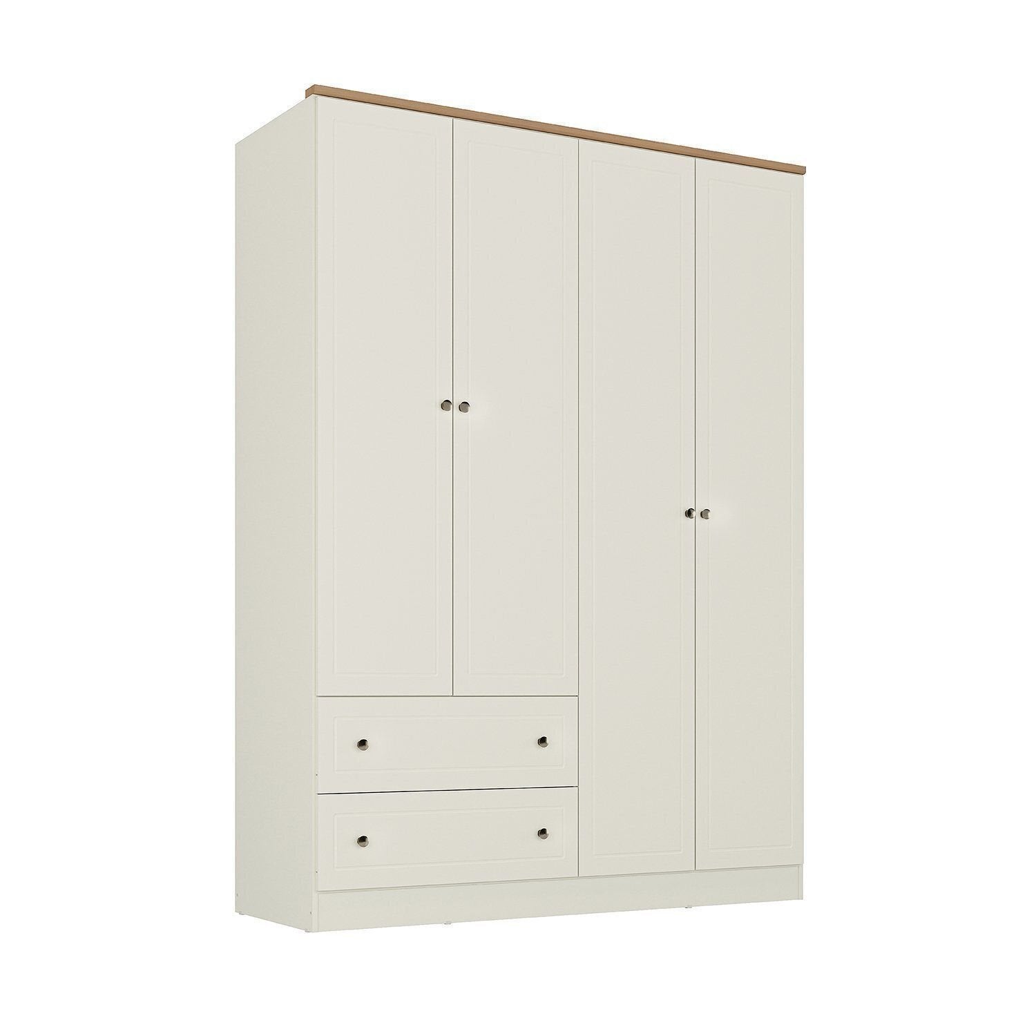 Guarda-Roupa Casal 4 Portas 2 Gavetas Ananda CabeCasa 100% MDF Bege/Offwhite