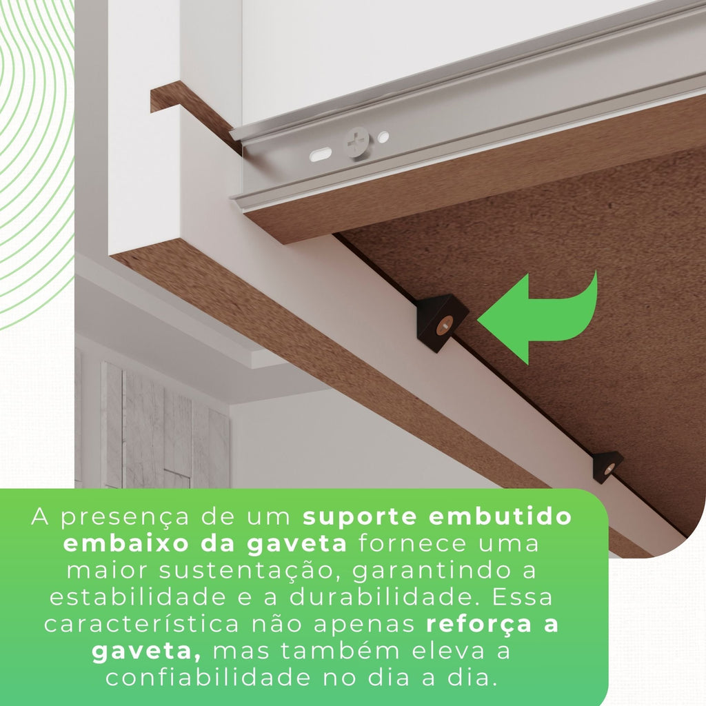 Guarda-Roupa Casal 3 Portas com Espelho 4 Gavetas Costa Rica Sallêto Móveis MDF/MDP Cinamomo/Off-White