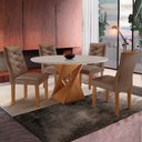 Conjunto Sala de Jantar Mesa Redonda Tampo MDF com 4 Cadeiras Barcelona Yescasa