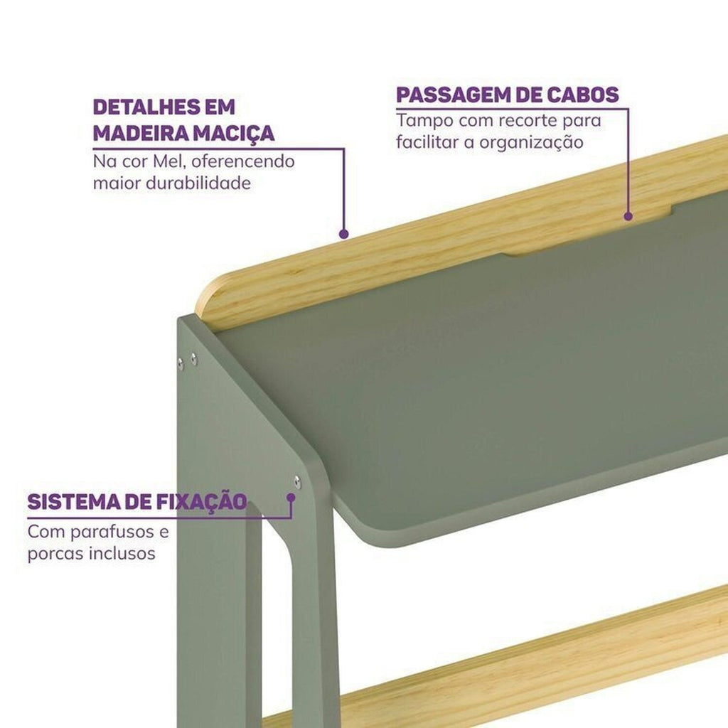 Conjunto Quarto Completo Treliche com LED, Escrivaninha e Estante Petit Casatema MadeiraOriginals