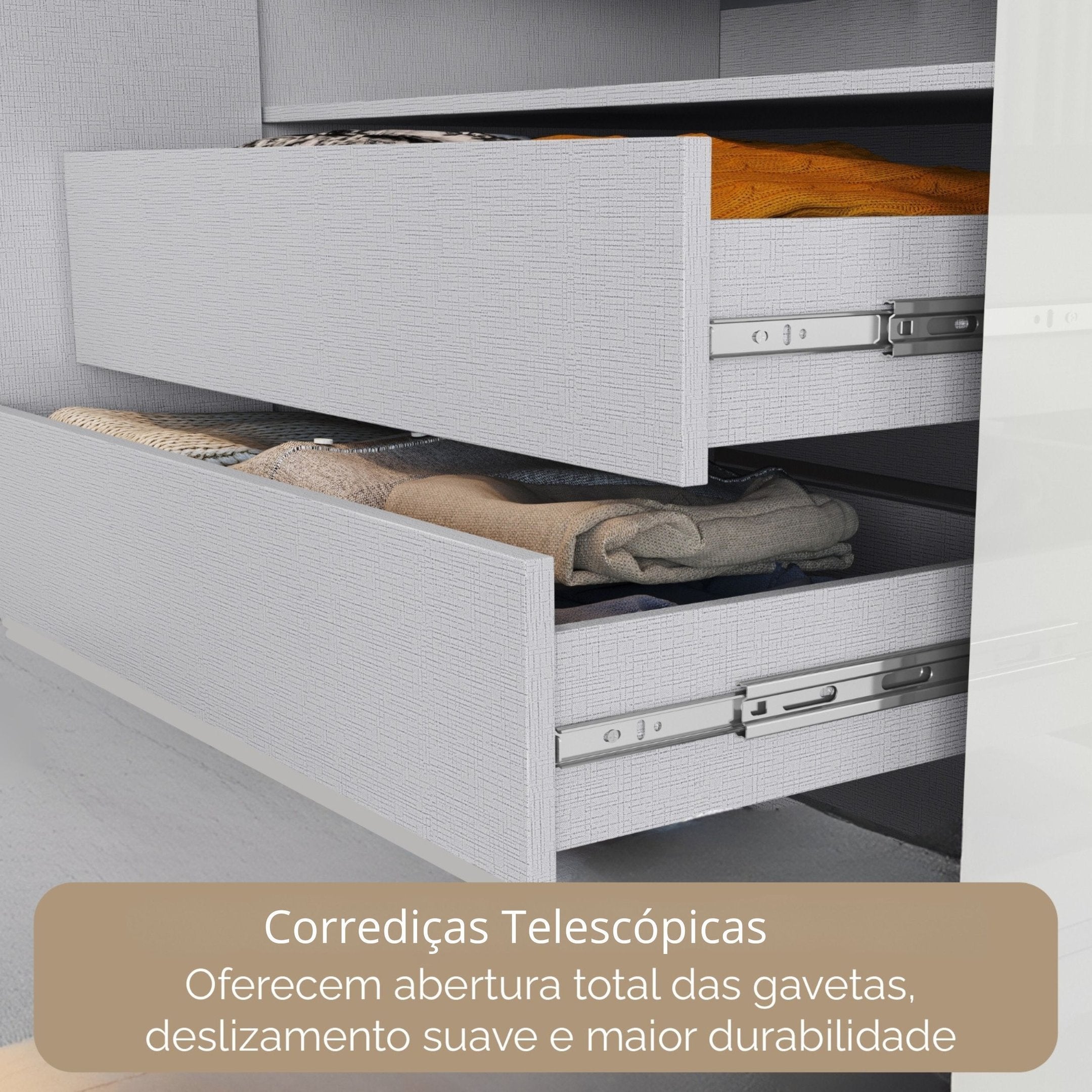 Guarda-Roupa Casal 8 Portas 4 Gavetas Paris Espresso Móveis 100% MDP Cinza/Ônix
