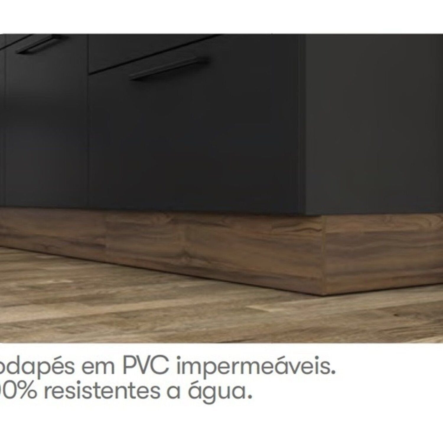 Cozinha Modulada em Aço 5 Peças 8 Portas 3 Gavetas Cristaleira com Rodapé PVC Exclusive Itatiaia Preto/Grafite