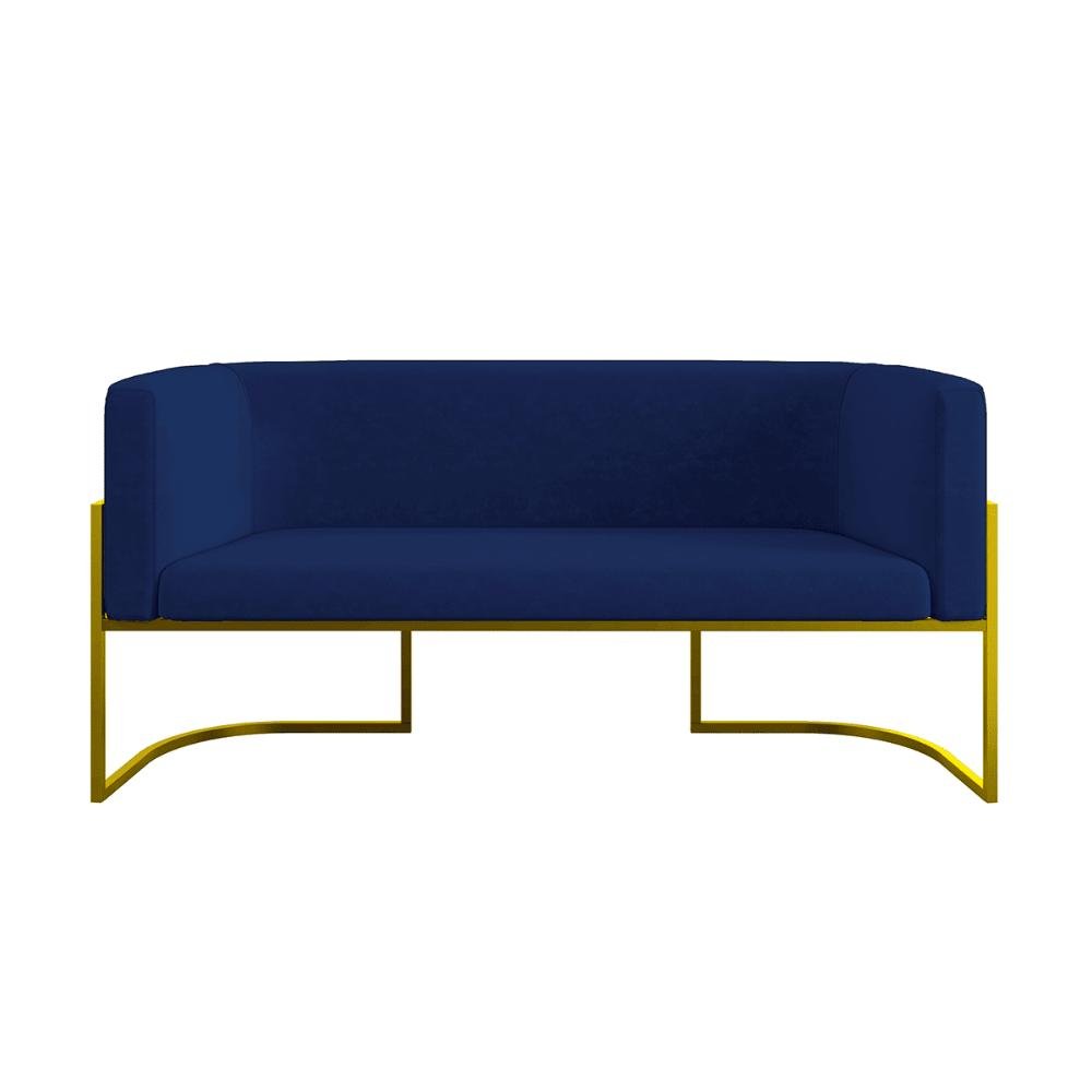Kit 2 Poltronas e Sofá 2 Lugares para Recepção Balaqui Suede Azul Marinho