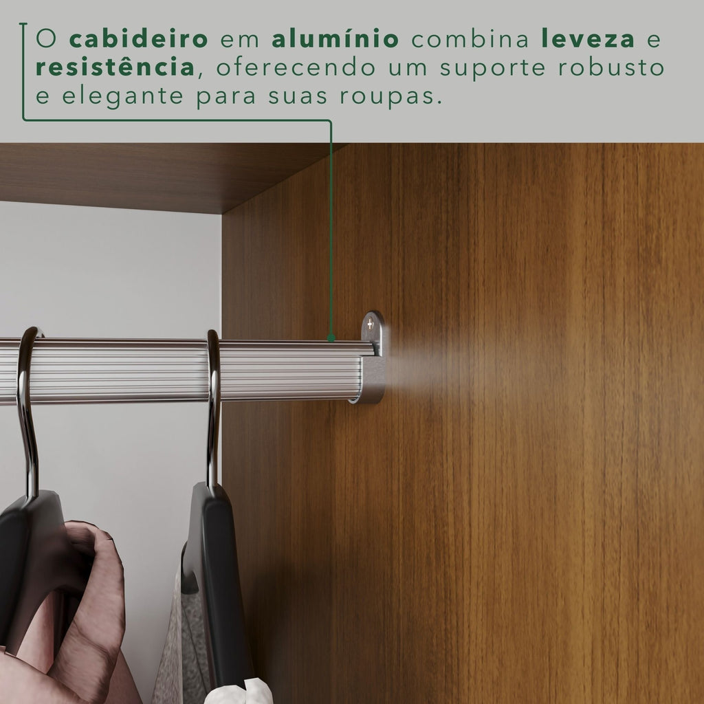 Guarda-Roupa Casal 6 Portas 2 Gavetas com Espelho Estrela Premium Sallêto Móveis 100% MDP Off White/Cinamomo