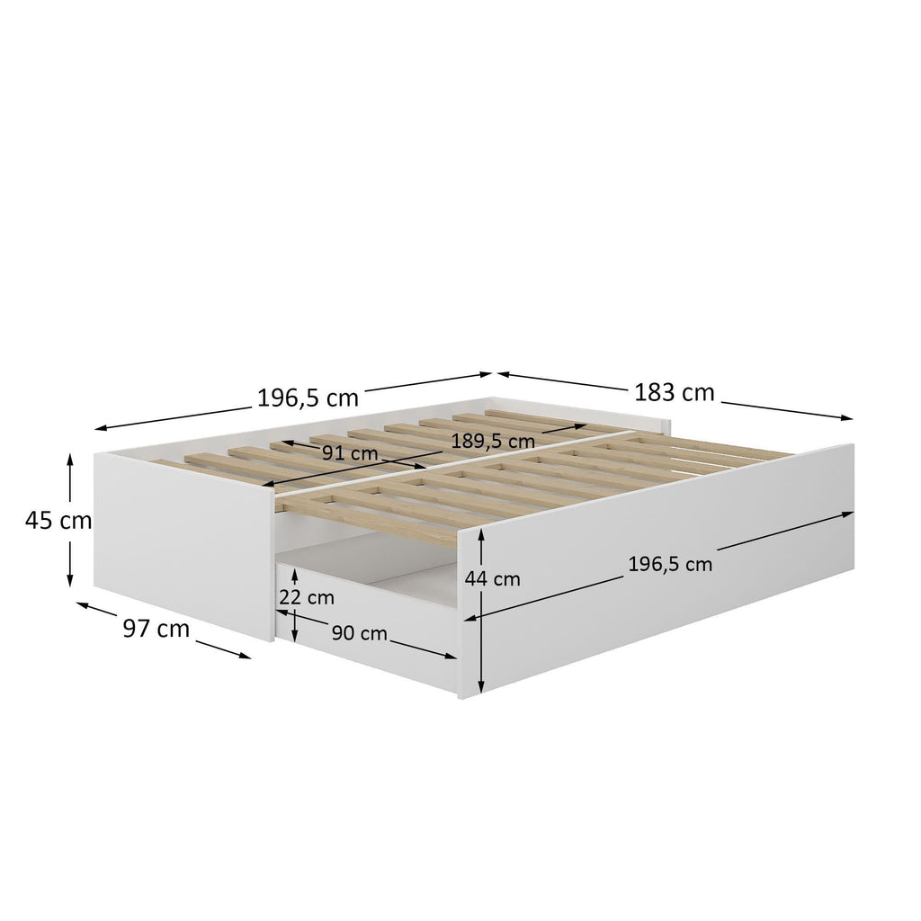 Cama Casal Retrátil com Gaveta Funcional Foscarini Branco