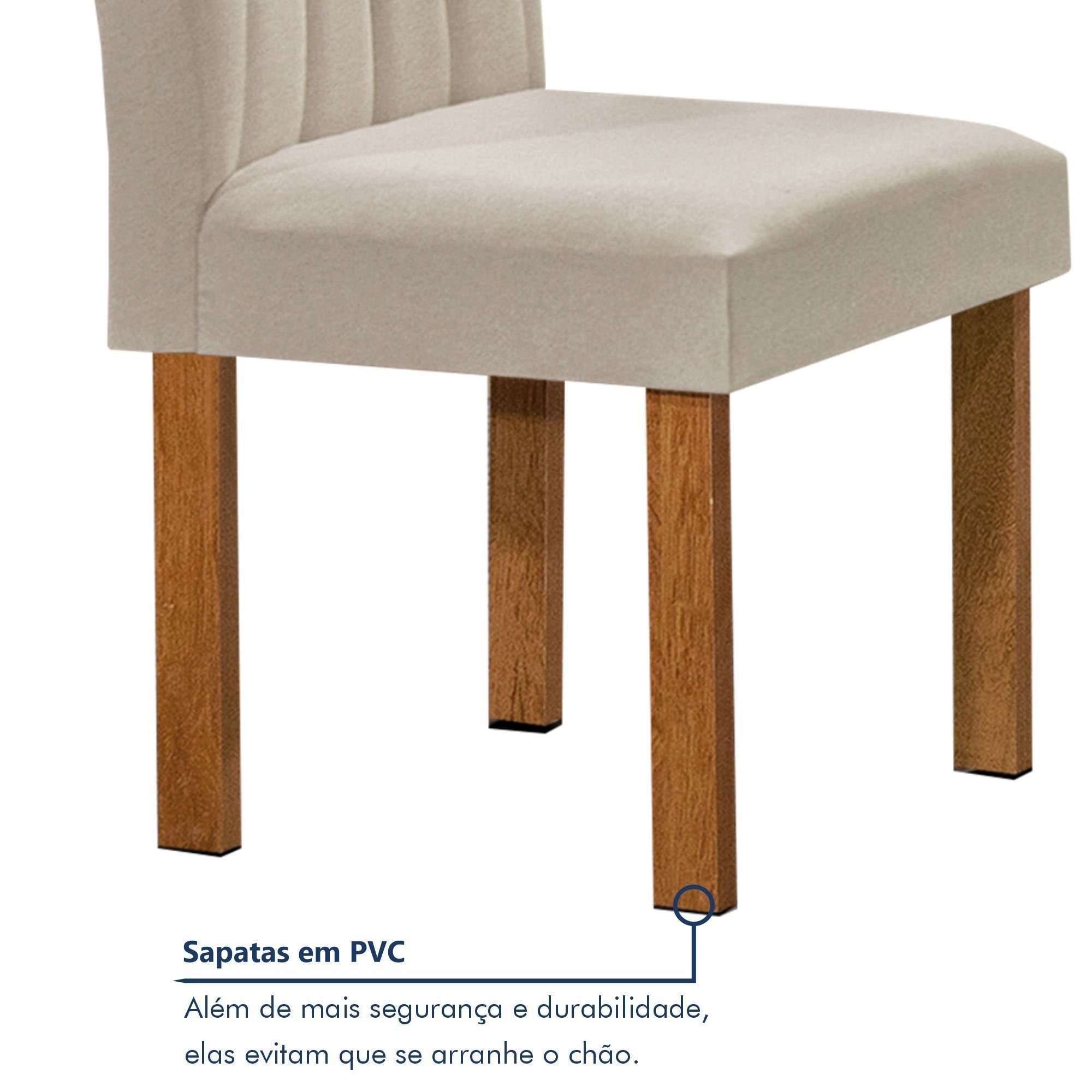 Conjunto Sala de Jantar Mesa Retangular Tampo Vidro Kyra 120x90 com 4 Cadeiras Arizona Cel Móveis