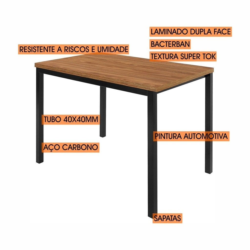 Conjunto Sala de Jantar Mesa Jade Flex Tampo Laminado com 6 Cadeiras Ciplafe