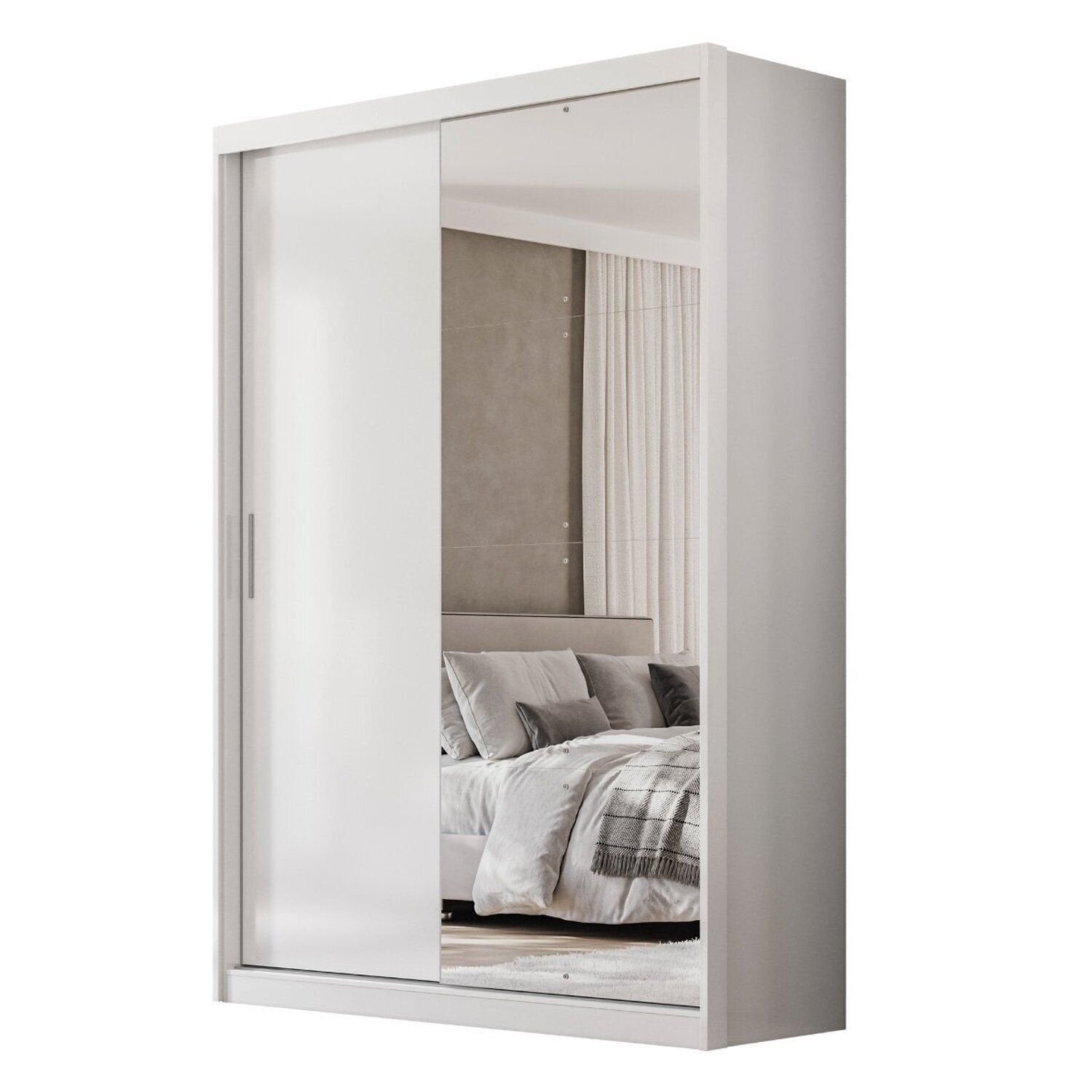 Guarda-Roupa Casal com Espelho Demóbile London 2 Portas de Correr 4 Gavetas 100% MDF Branco