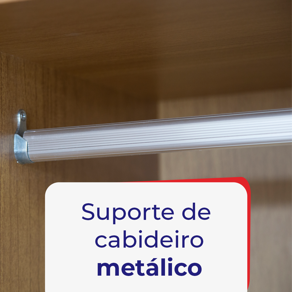 Guarda-Roupa Casal 3 Portas de Correr 6 Gavetas 273cm Miami D Doro 100% MDF Marrom/Cinamomo/Off White