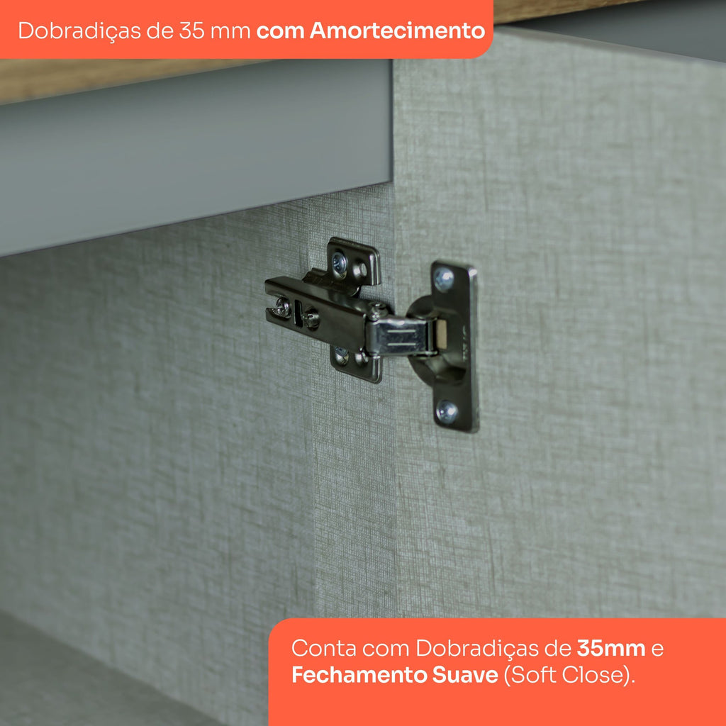 Cozinha Completa Modulada 5 Peças Emily Cinza/Nature Espresso Móveis