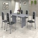 Conjunto Sala de Jantar Mesa Tampo Ardósia com 6 Cadeiras Lavínea Soma Móveis