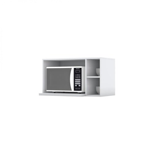 Armário Aéreo para Micro-ondas 3 Nichos 80cm Emily Espresso Móveis Branco/HP