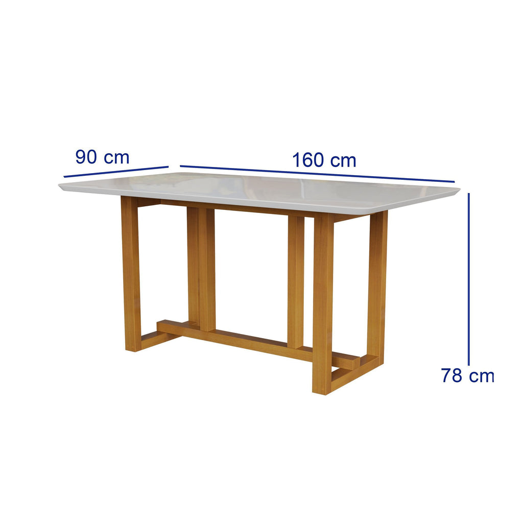 Conjunto Sala de Jantar Filadélfia 6 Cadeiras Tampo de Vidro Madeira Maciça Cerejeira/Palha Móveis Meneghetti 971508