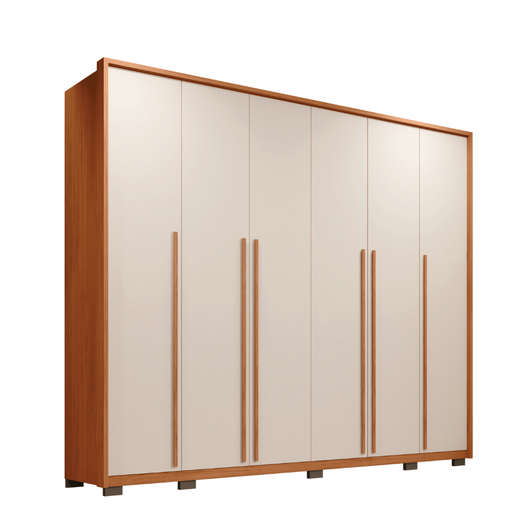 Guarda-Roupa Casal 6 Portas 6 Gavetas Suburban Gold Espresso Móveis 100% MDF Marrom/Freijo/Off White