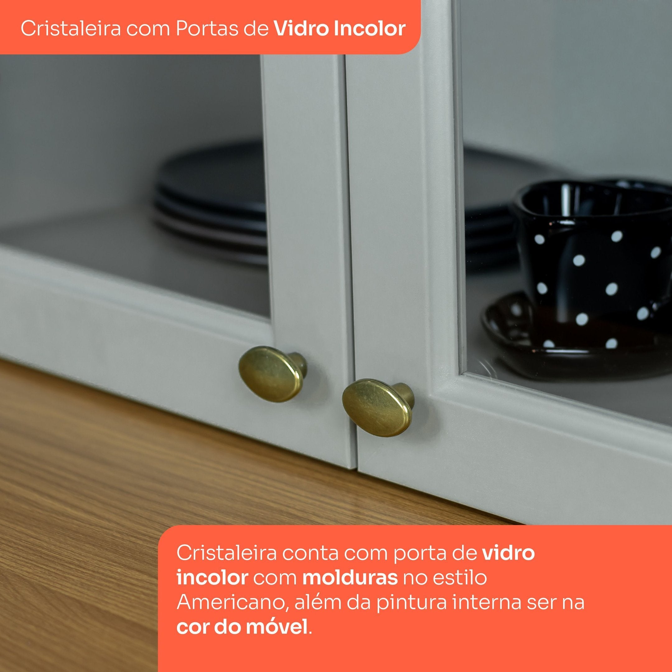 Cozinha Completa Modulada 9 Portas 5 Gavetas Emily Cinza/Nature Espresso Móveis