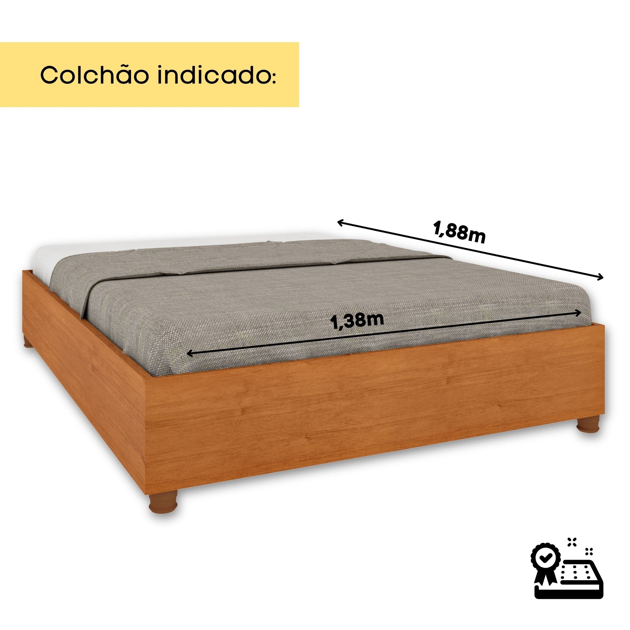 Cama Casal Mônaco MDP 193cm x 144cm Tcil Móveis Branco/Neve