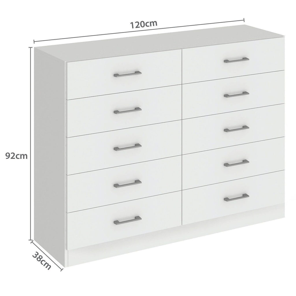 Cômoda para Quarto 10 Gavetas Caribe Fellicci Branco