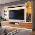 Estante Home Noble 270cm para TV até 75” com Cristaleira, Torre com LED e Portas Reflecta em MDP/MDF Movelove