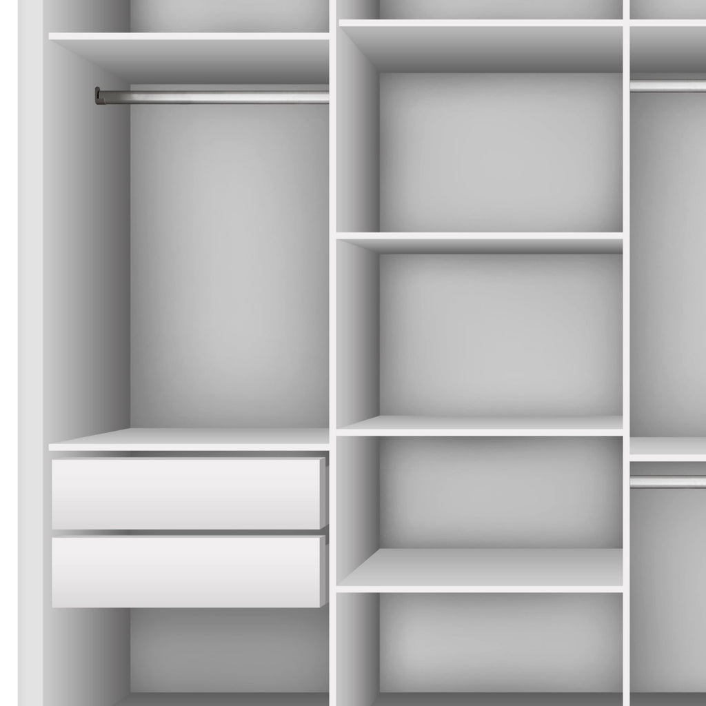 Guarda-Roupa Casal 4 Portas 4 Gavetas com Espelho Premium Zara Yescasa 100% MDF Branco