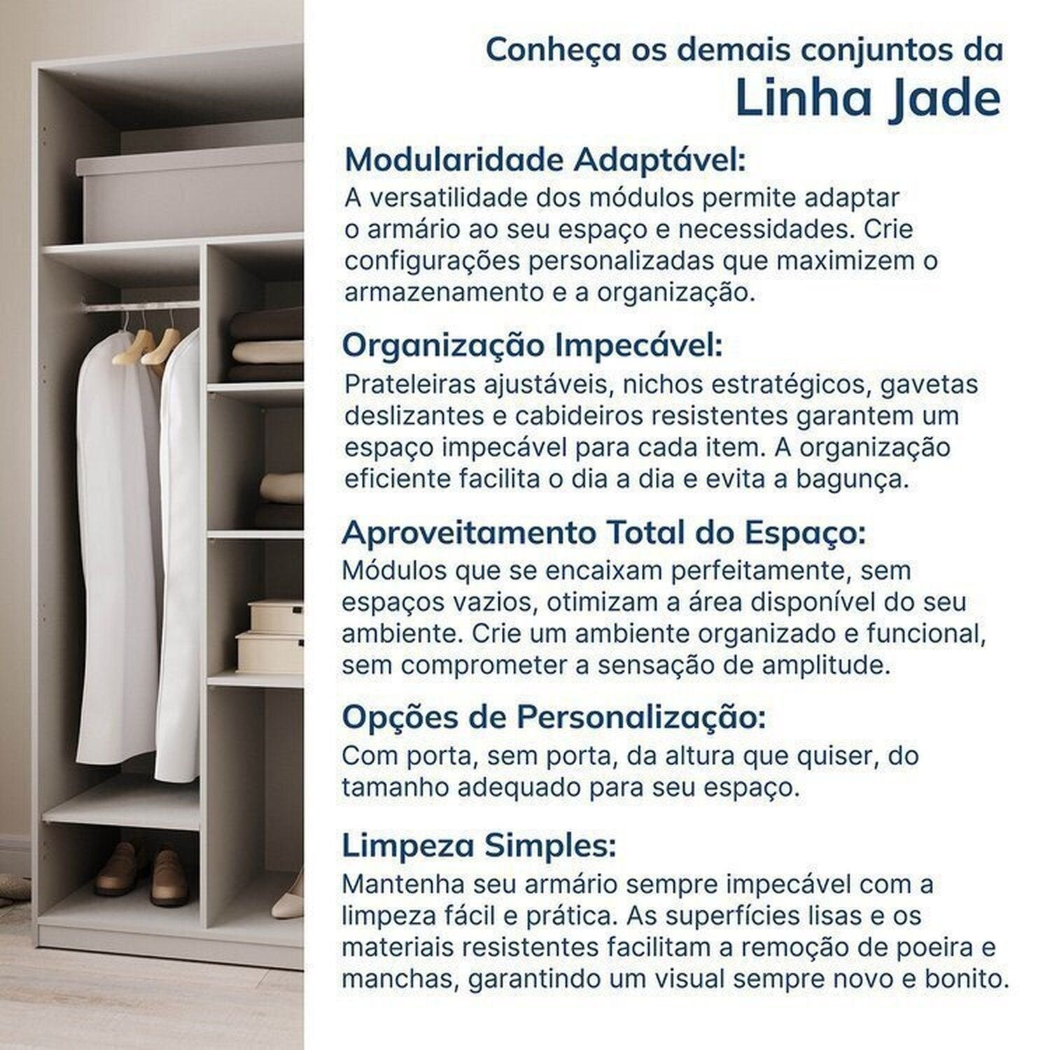 Guarda-Roupa Modulado de Canto 10 Peças 18 Portas Jade CabeCasa MadeiraMadeira