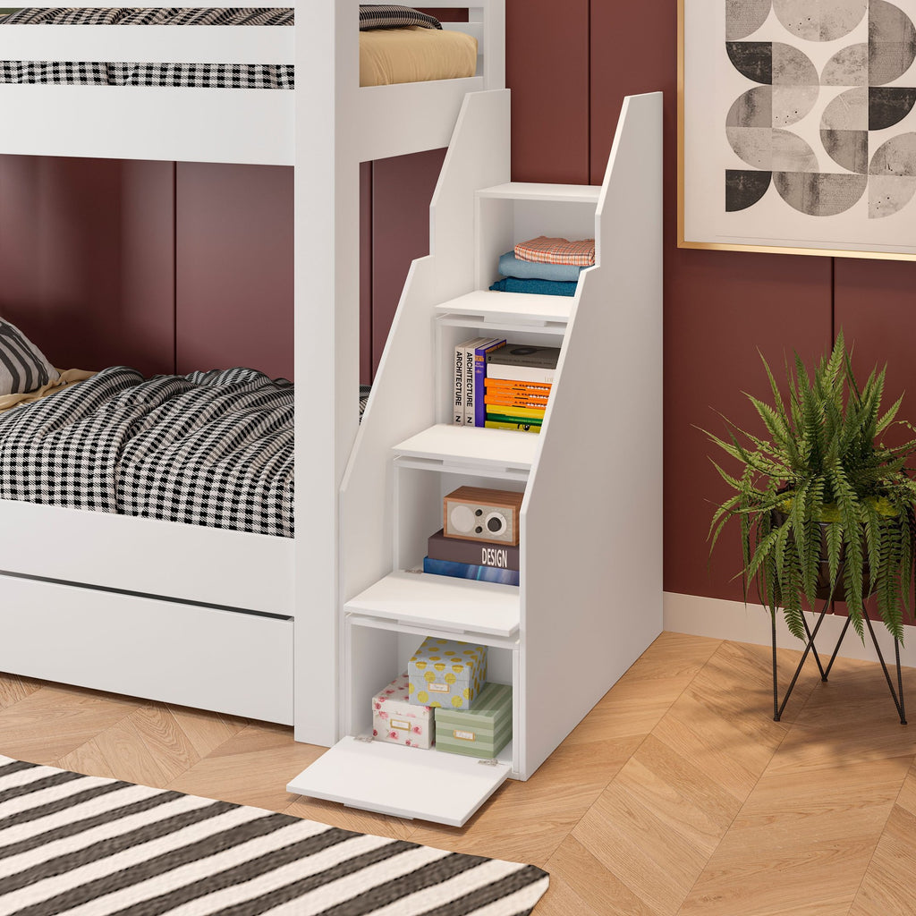 Beliche Solteiro Adulto com 2 Gavetões e 4 Nichos Star Plus Casatema MadeiraOriginals Branco