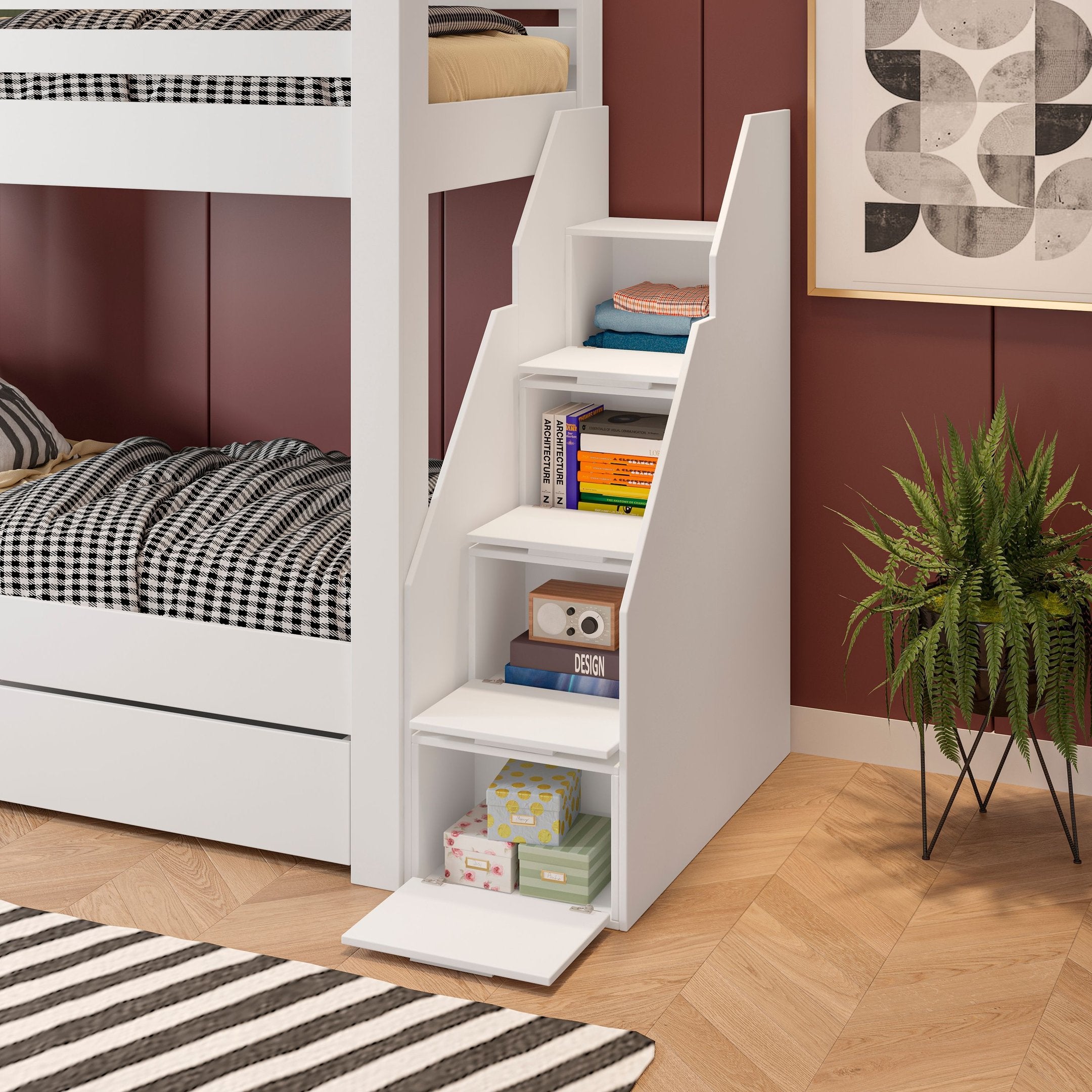 Beliche Solteiro Adulto com 2 Gavetões e 4 Nichos Star Plus Casatema MadeiraOriginals Branco