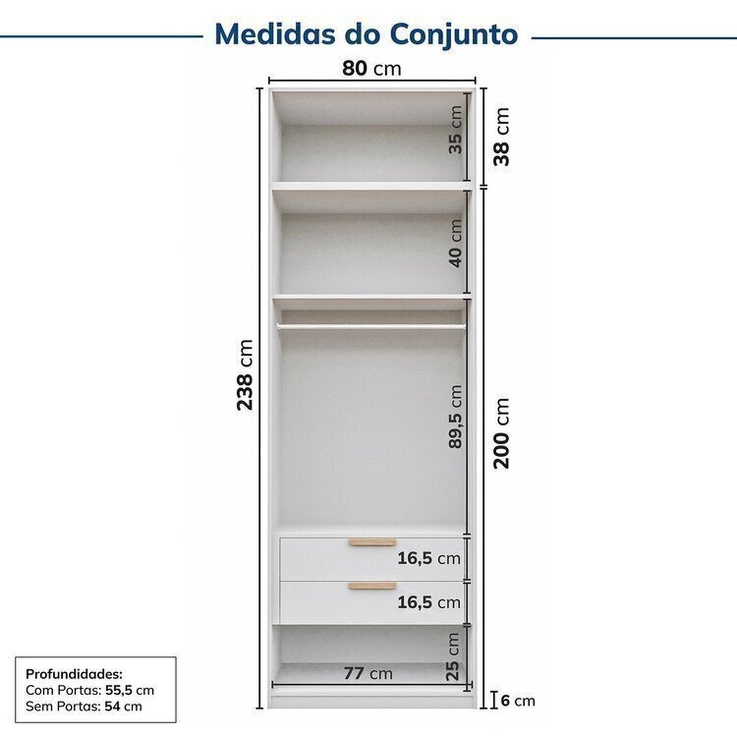 Guarda-Roupa Modular 2 Peças 4 Portas e Gaveteiro Jade CabeCasa MadeiraOriginals