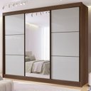 Guarda-Roupa Casal 3 Portas de Correr 6 Gavetas 273cm Miami D Doro 100% MDF Marrom/Cinamomo/Off White
