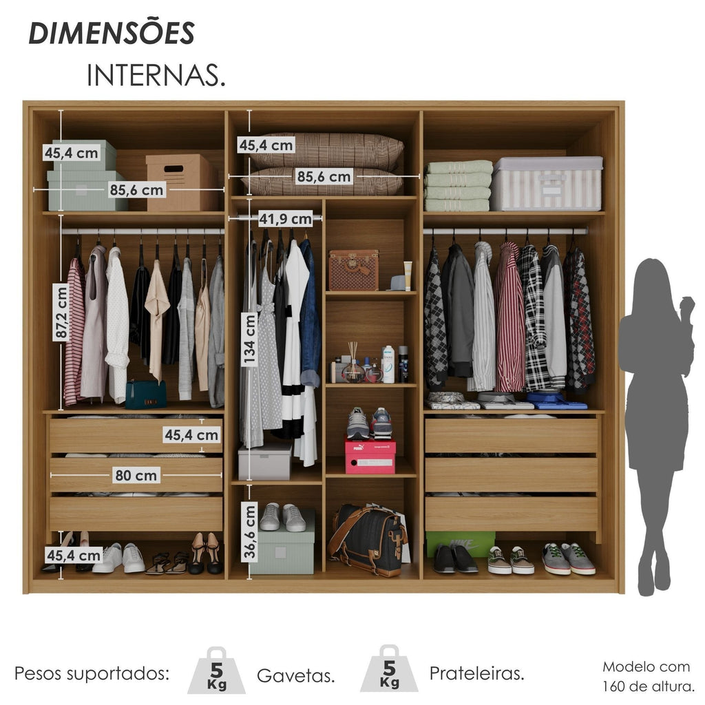 Guarda-Roupa Casal 6 Portas 6 Gavetas 100% MDF Lizz Casa D