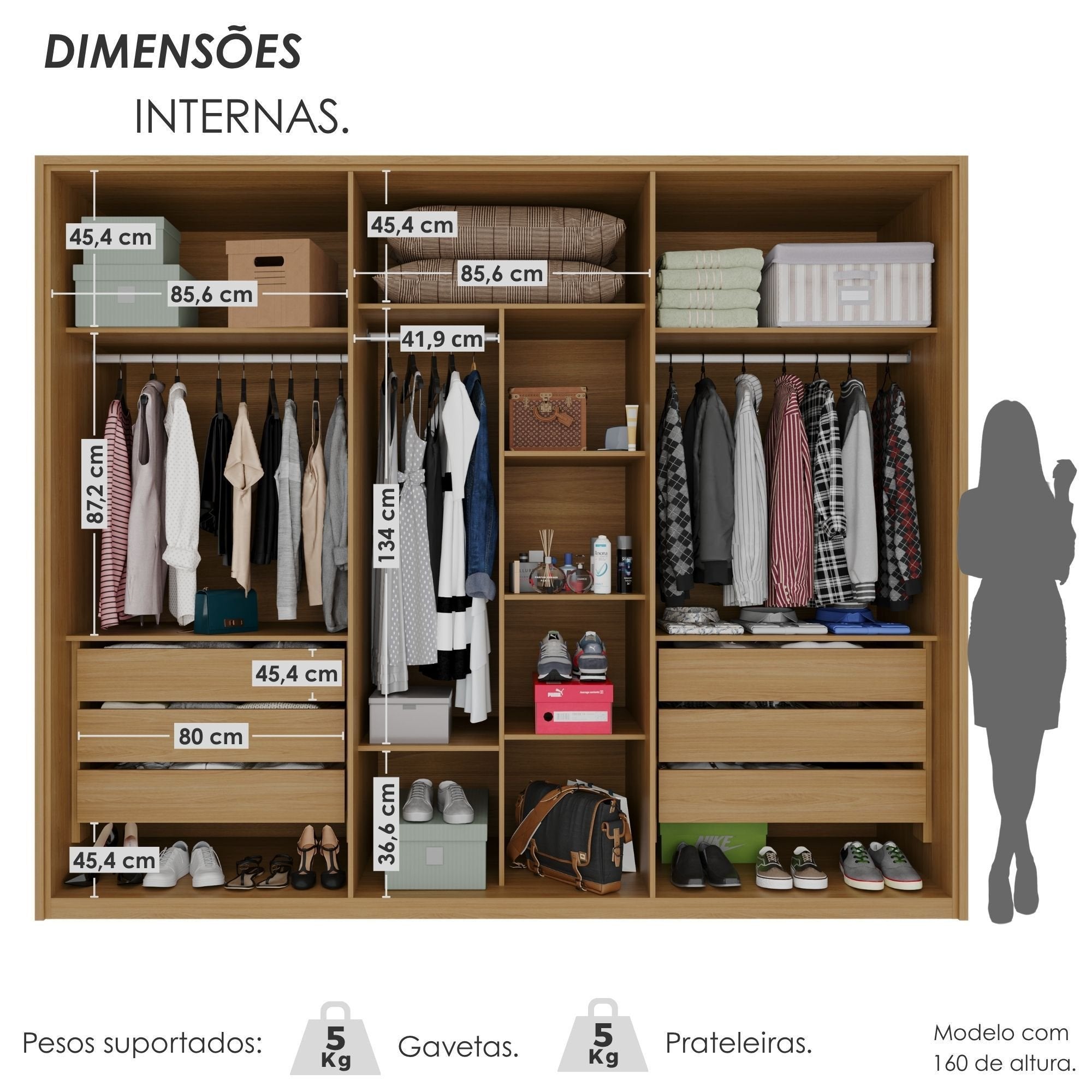 Guarda-Roupa Casal 6 Portas 6 Gavetas 100% MDF Lizz Casa D