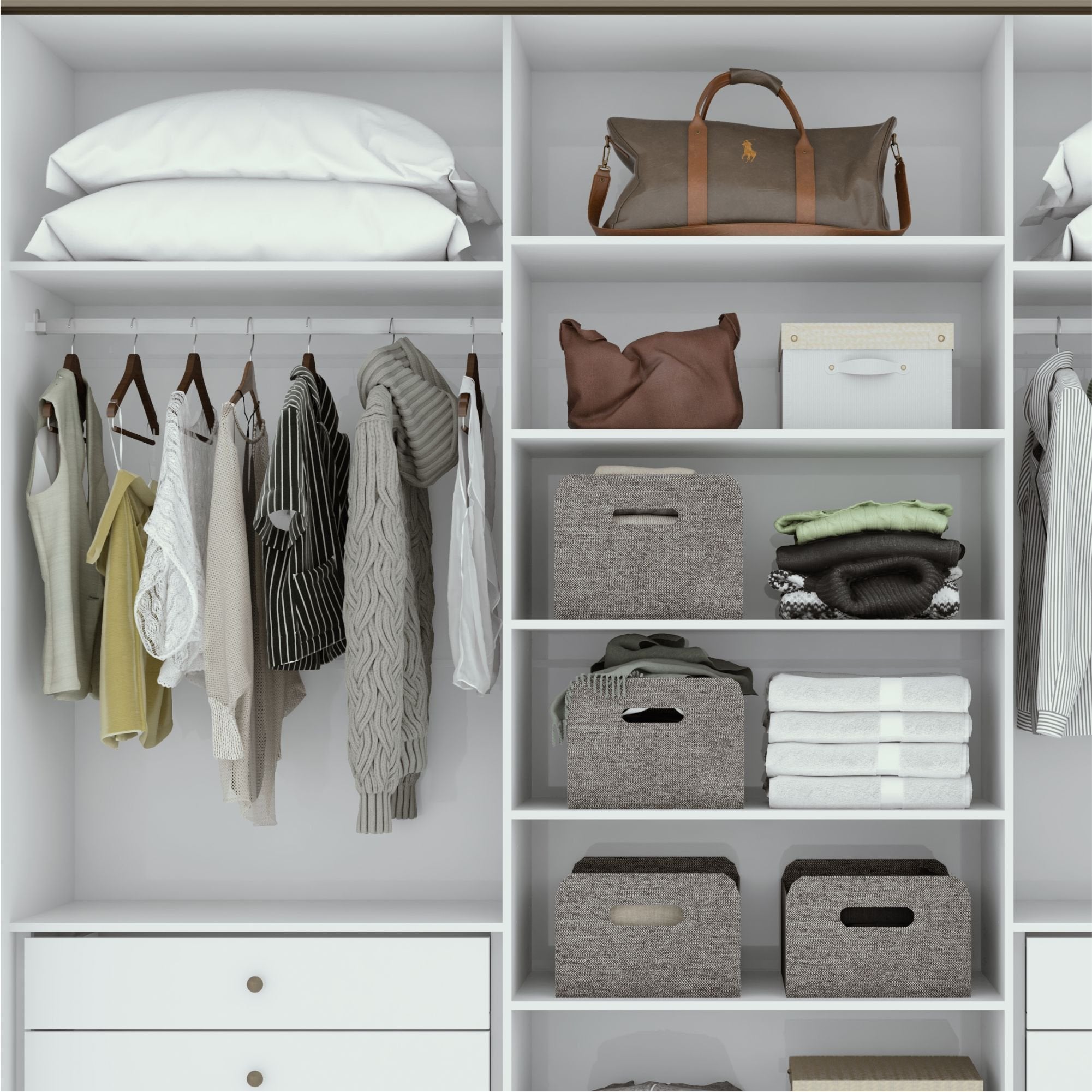 Guarda-Roupa Casal 3 Portas de Correr 6 Gavetas 270cm Spazio Yescasa 100% MDF Branco