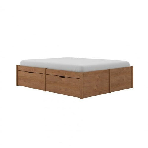 Cama Casal 4 Gavetas Madeira Maciça Beauty Marrom/Amêndoa