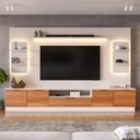 Estante Home para TV até 75” Noble 270cm com 2 Torres Nichos e LED Jequitiba/Off White Movelove