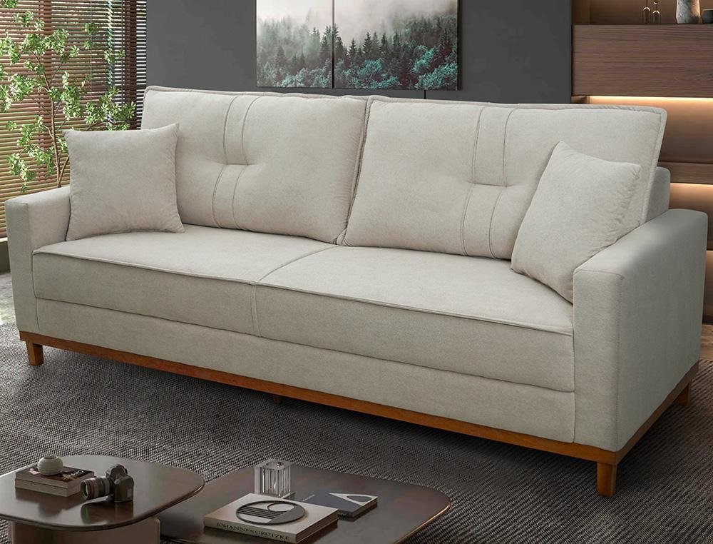 Sofá Living Malibu 2,30m Bege Bouclê King House