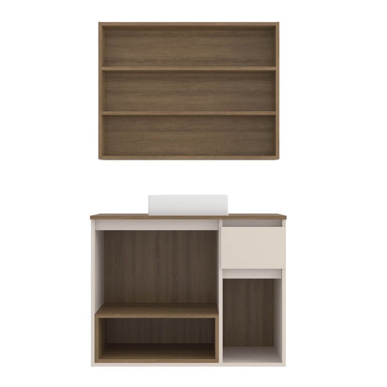 Gabinete de Banheiro com Espelheira e Cuba 80cm Aurora Yescasa