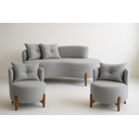Conjunto Sala de Estar 2 Poltronas e Sofá Curvo Orgânico Boucle MD Montanaris Decor