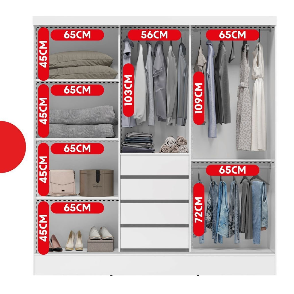 Guarda-Roupa Casal 3 Portas de Correr 4 Gavetas Plata Demóbile MDP Branco