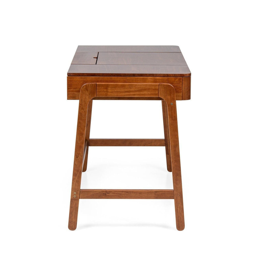 Escrivaninha Mesa Escritório Madeira Maciça 125,6cm Aura Yescasa Marrom/Garapa
